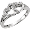 0.05 CTTW Diamond Double Heart Design Ring in Sterling Silver (Size 8 )