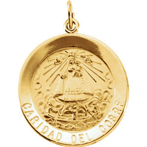 14k Yellow Gold 25mm Round Caridad del Cobre Medal