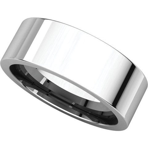 14k White Gold 7mm Flat Comfort Fit Band, Size 12