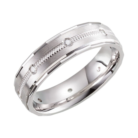 14k White Gold Design 6mm 1/6 CTW Diamond Band Size 10