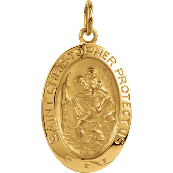 14k Yellow Gold 19x14mm Oval St. Christopher Medal