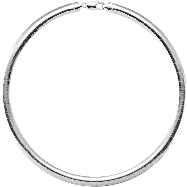 Sterling Silver 7.25mm Domed Omega 16" Chain