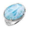 Genuine Larimar Ring in Sterling Silver ( Size 7 )