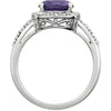 14k White Gold Amethyst & .07 CTW Diamond Ring, Size 7