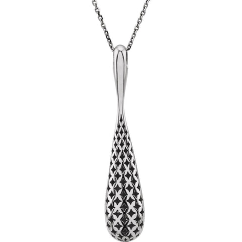 14k White Gold 1/5 CTW Diamond Teardrop 18" Necklace