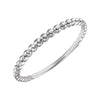 14k White Gold Beaded Stackable Ring, Size 7