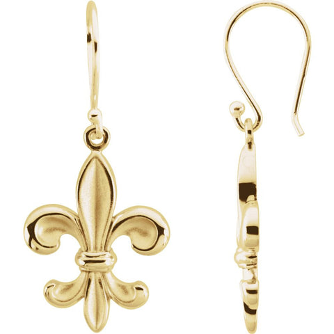 14k Yellow Gold Fleur-de-lis Earring