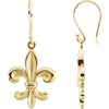 Pair of Fleur-De-Lis Dangle Earrings in 14k Yellow Gold