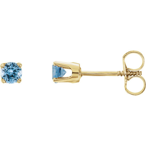 14k Yellow Gold Aquamarine Youth Earrings