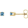 14k Yellow Gold Imitation Aquamarine Kid's Earrings