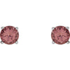 14k White Gold 6mm Round Pink Tourmaline Friction Post Stud Earrings