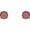 14k White Gold 6mm Round Pink Tourmaline Friction Post Stud Earrings
