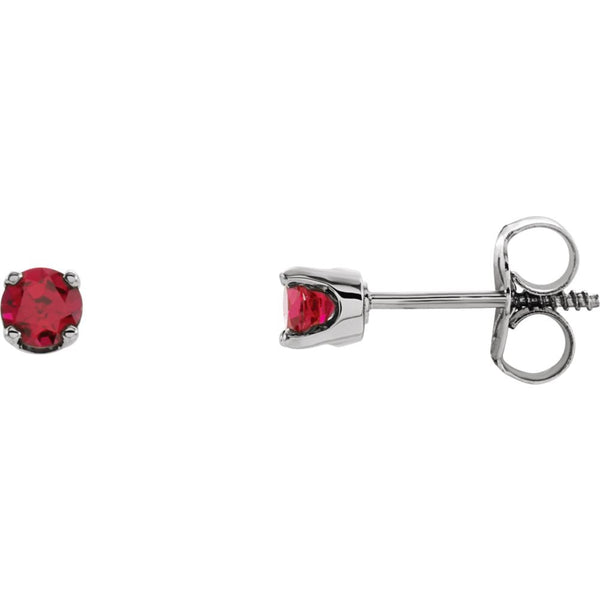 Sterling Silver Imitation Ruby Youth Earrings