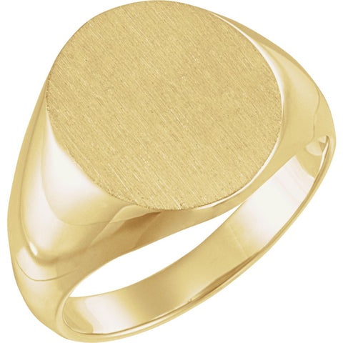 10k Yellow Gold 18x16mm Solid Oval Men's Signet Ring, Size 11