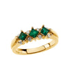 1/8 CTTW Genuine Emerald and Diamond Anniversary Band in 14k Yellow Gold ( Size 7 )