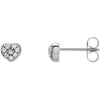 Pair of 1/10 CTTW Diamond Heart Earrings in 14k White Gold
