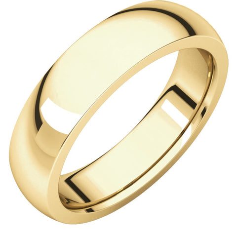 18k Yellow Gold 6mm Heavy Comfort Fit Band, Size 11