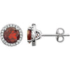 14K White Gold Mozambique Garnet & 1/8 CTW Diamond Earrings