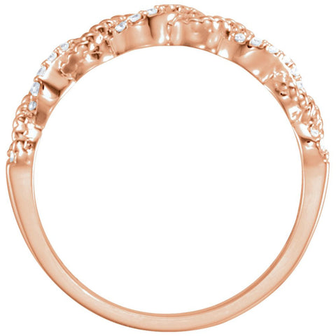 14k Rose Gold .08 CTW Diamond Stackable Ring , Size 7