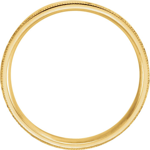 14k Yellow Gold 5mm Flat Comfort Fit Milgrain Hammer Finish Band Size 10