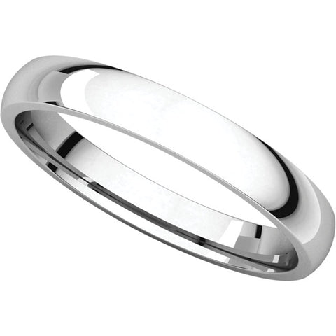 14k White Gold 3mm Light Comfort Fit Band, Size 7.5