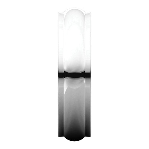 14k White Gold 5mm Half Round Edge Band, Size 10.5