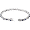 14k White Gold Lab-Grown Blue Sapphire & 1/10 CTW Diamond Line 7" Bracelet