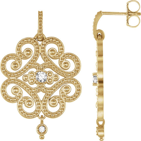 14k Yellow Gold 1/5 CTW Diamond Granulated Earrings