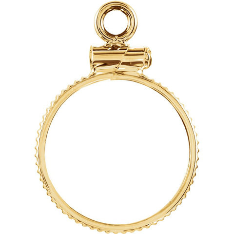 14k Yellow Gold 14.2x.76mm Screw-Top Coin Frame Mounting