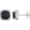14K White Gold Onyx & 0.06 CTW Diamond Earrings