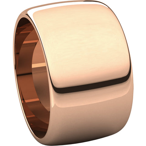 14k Rose Gold 12mm Half Round Band, Size 11