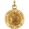12.00 mm St. Francis of Assisi Medal in 14K Yellow Gold