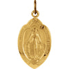 18.00x12.00 mm Badge-shaped Miraculous Medal in 14K Yellow Gold