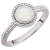 14k White Gold Opal Beaded Design Ring, Size 7