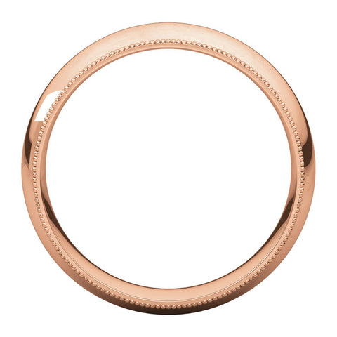14k Rose Gold 6mm Milgrain Comfort Fit Band, Size 10