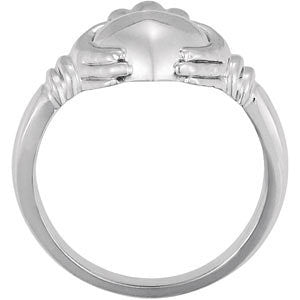 14k White Gold Ladies Claddagh Ring, Size 7