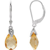 14K White Gold Citrine & 0.025 CTW Diamond Earrings