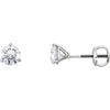 Pair of 1 CTTW Diamond Earrings with Screw Back (Threaded) Posts in 14K White Gold