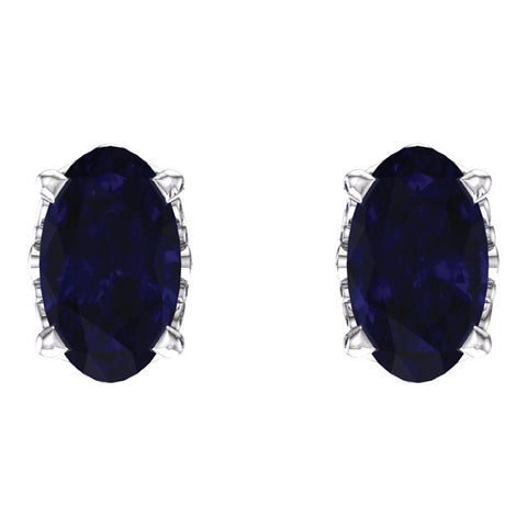 14k White Gold Chatham® Created Blue Sapphire Earrings