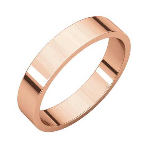 14k Rose Gold 4mm Flat Band, Size 6