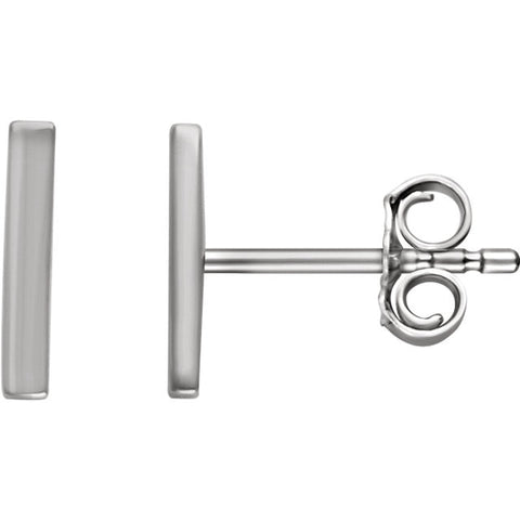 14k White Gold Vertical Bar Earrings