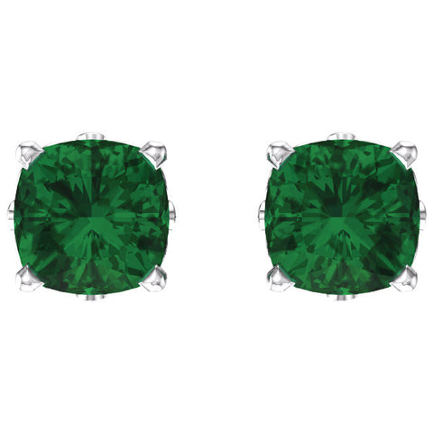 14k White Gold Chatham® Created Emerald Earrings