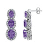 14K White Gold Amethyst & 0.07 CTW Diamond 3-Stone Earrings