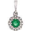 14k White Gold Emerald & 0.04 ctw. Diamond Halo-Style Pendant