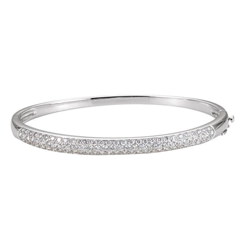 14k White Gold 1 1/2 CTW Diamond Bangle 7" Bracelet