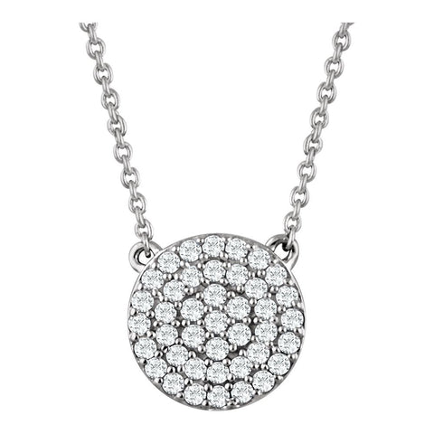 14k White Gold 1/3 CTW Diamond Cluster 16-18" Necklace