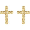 14k Yellow Gold Beaded Cross Earrings