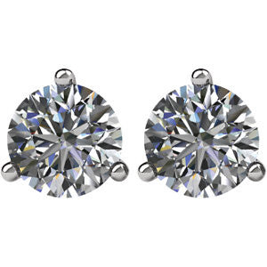 14k White Gold 3/4 CTW Diamond Friction Post Stud Earrings