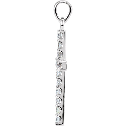 14k White Gold 1/3 CTW Diamond Cross Pendant