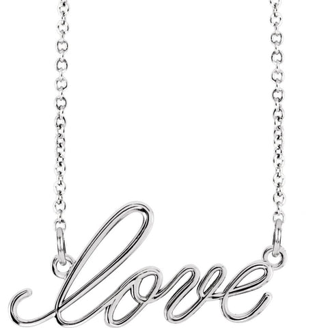 14k White Gold "Love" 16.35" Necklace